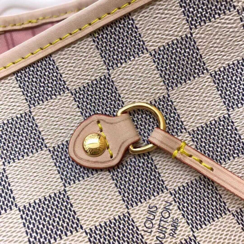 l**is V*t*n neverfull damier azur mm rose ballerina lining