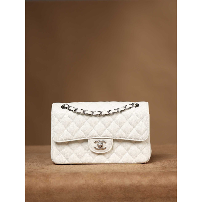 ch*el cc Di*m*nd-quilted shoulder bag white
