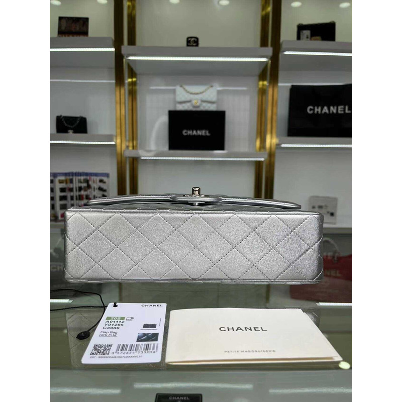 ch*el double flap Di*m*nd quilted jumbo grey bag