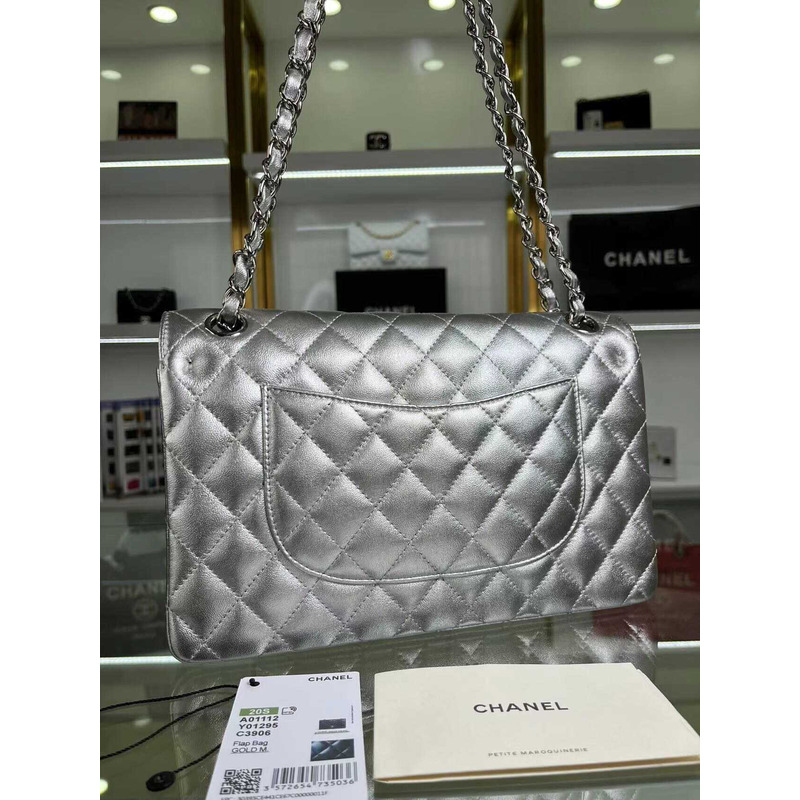 ch*el double flap Di*m*nd quilted jumbo grey bag