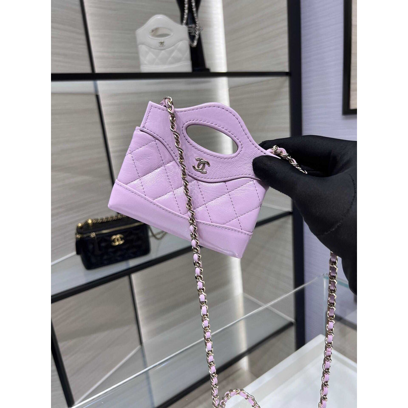 Ch*el nano 31 shopping bag glossy lambskin purple