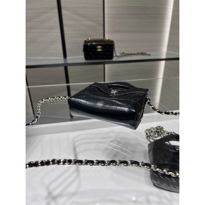 Ch*el nano 31 shopping bag glossy lambskin black