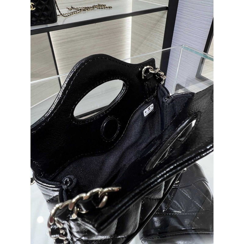 Ch*el nano 31 shopping bag glossy lambskin black