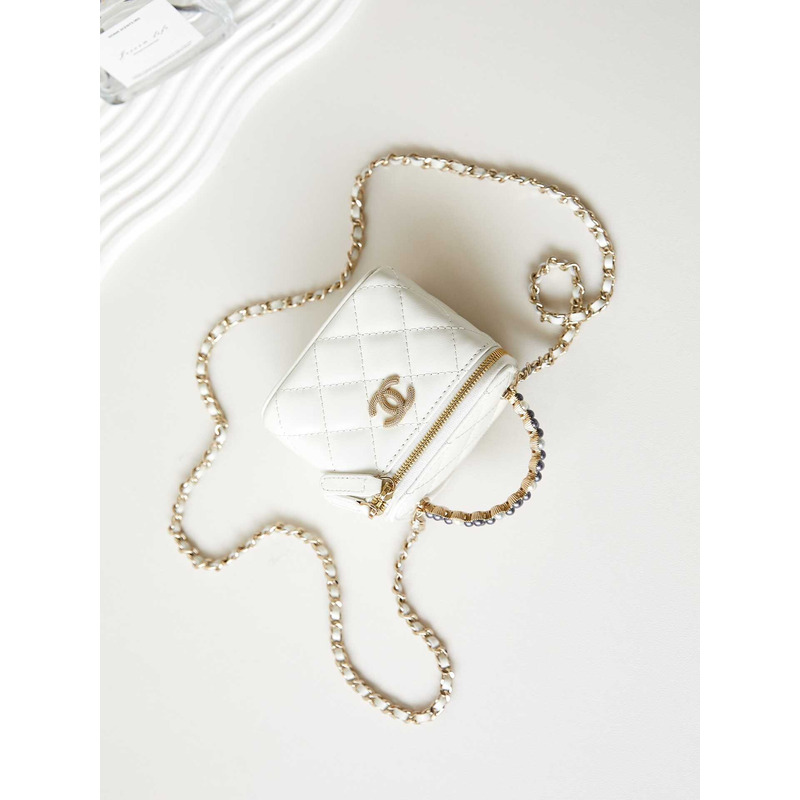 Ch*el mini make-up case bag in white