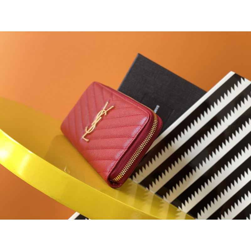 Saint Laurent Monogram Long Zipper Clip With Embossed