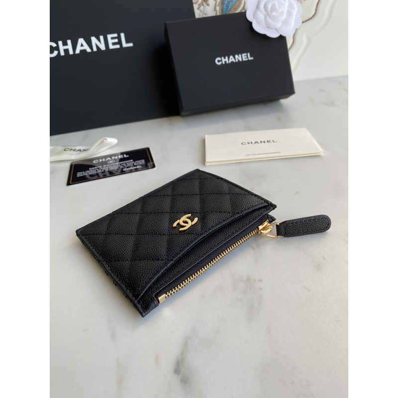 ch*el card holder quilted Di*m*nd lambskin black