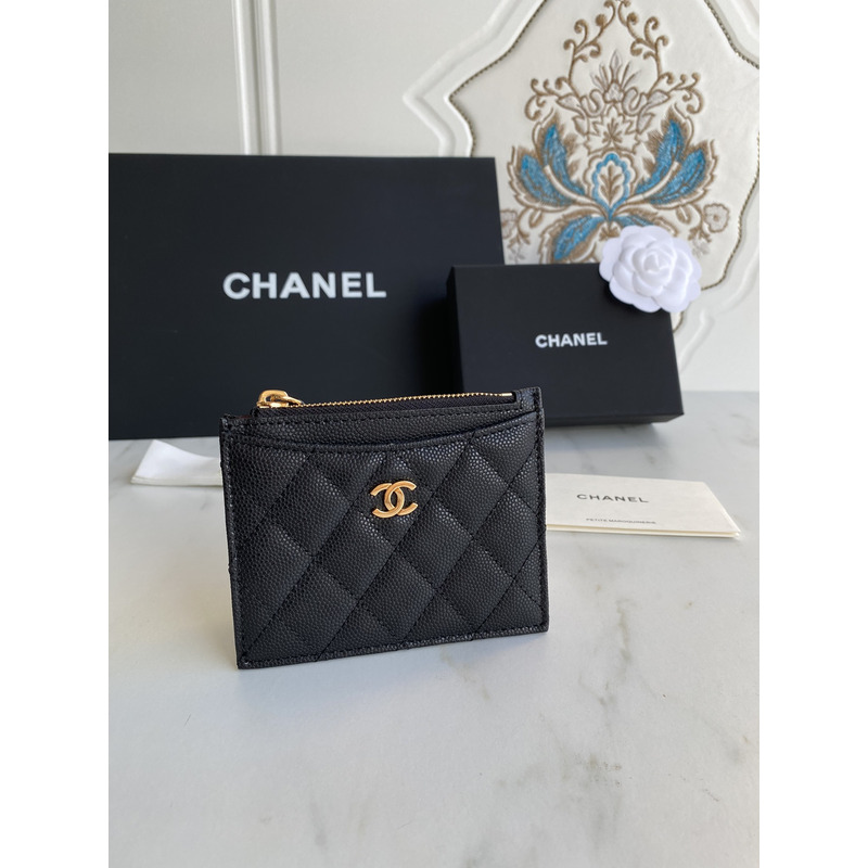 ch*el card holder quilted Di*m*nd lambskin black