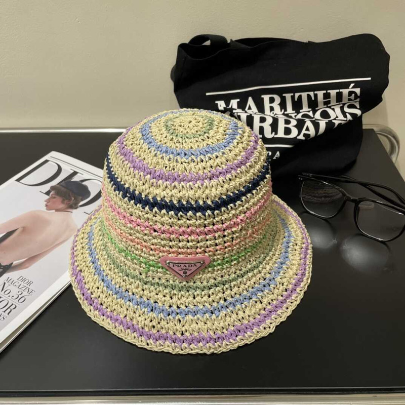 Pra*a woven fabric bucket hat in  multicolor