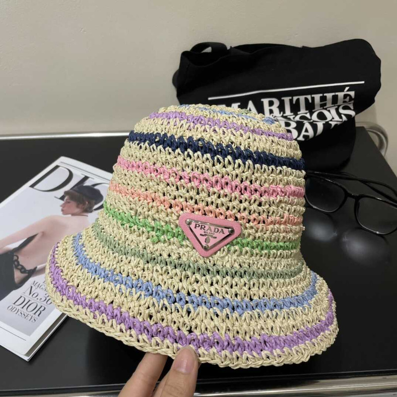 Pra*a woven fabric bucket hat in  multicolor