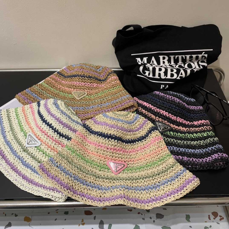 Pra*a woven fabric bucket hat in  multicolor