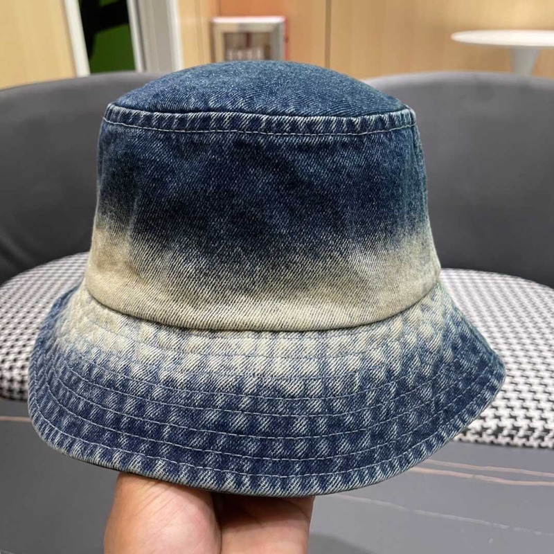 Pra*a denim bucket hat white and blue
