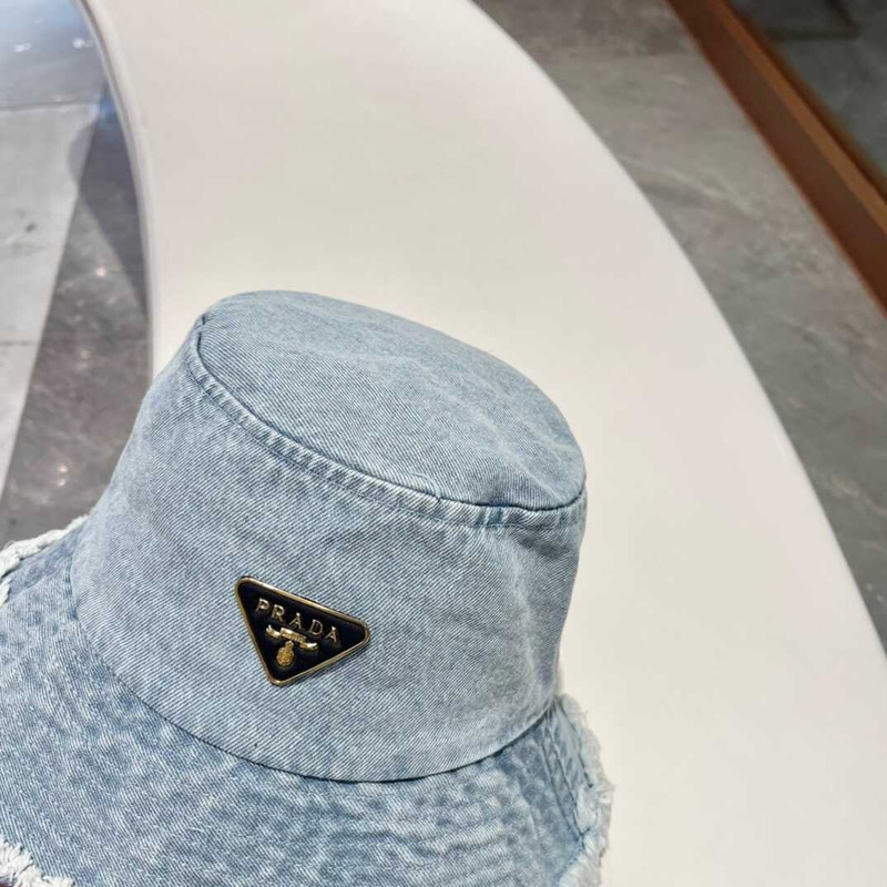 Pra*a denim bucket bag light blue