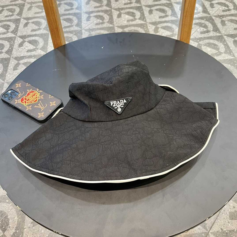 Pra*a bucket hat with bowknot black