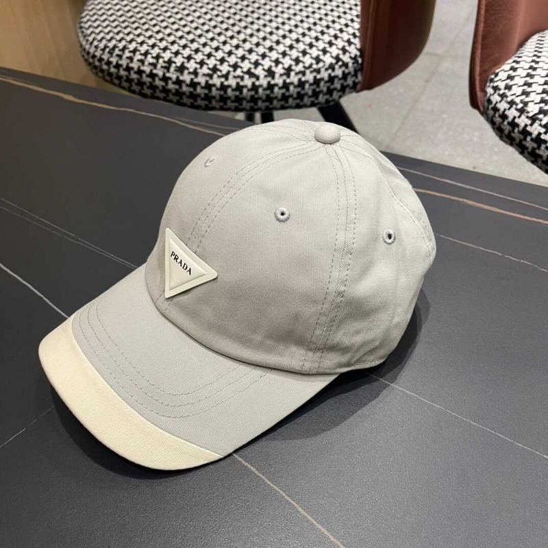 Pra*a  re-nylon baseball cap in grey and white