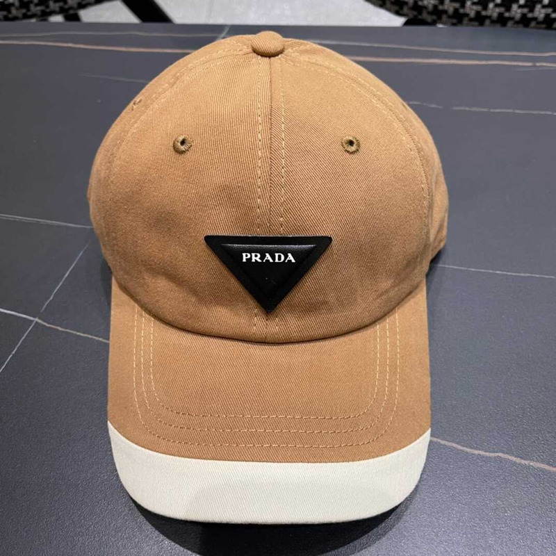 Pra*a  re-nylon baseball cap in white and brown