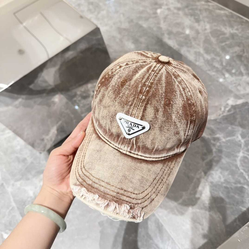 Pra*a denim baseball cap brown