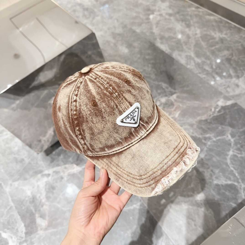 Pra*a denim baseball cap brown