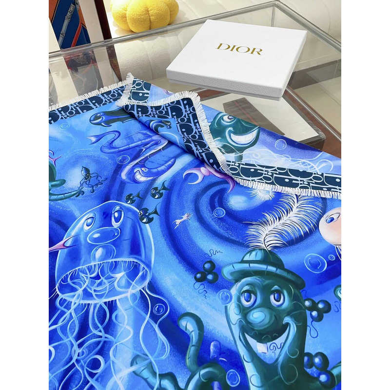 D*or neckerchief twill silk scarves in blue