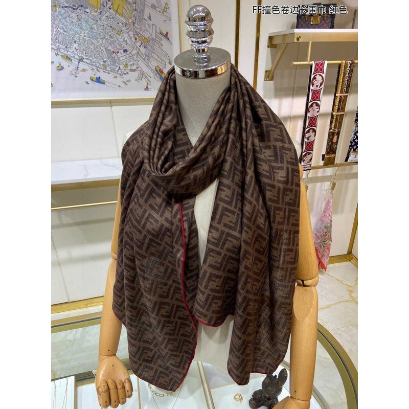 F**di monogram long scarf in brown
