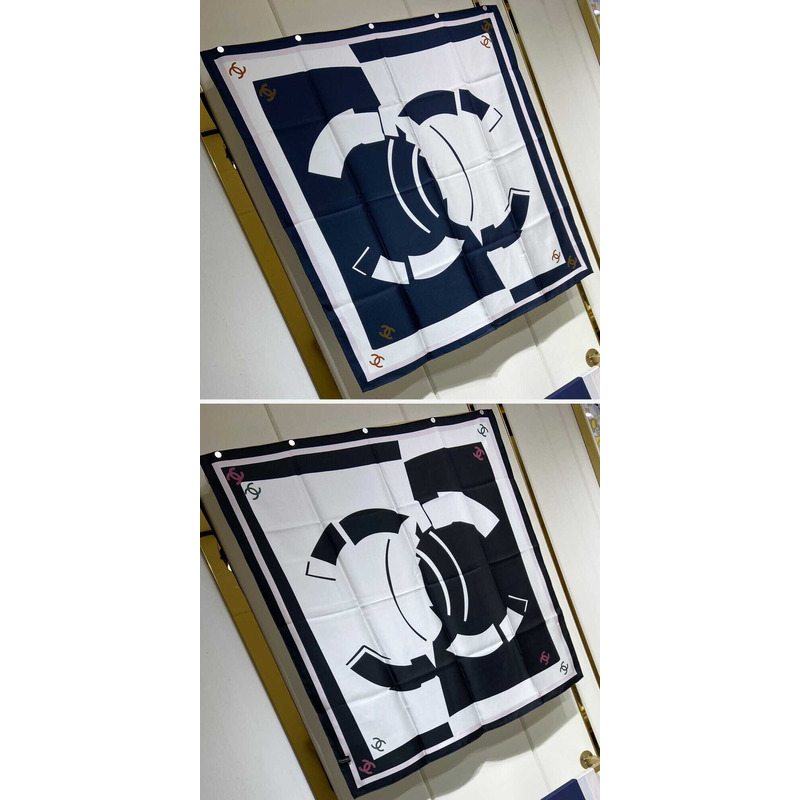 Ch*el square scarf in white and blue