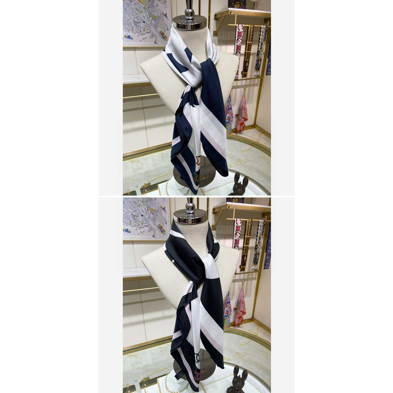 Ch*el square scarf in white and blue