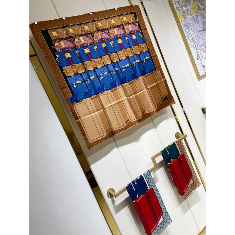 G*u*i  flora print silk scarf in brown