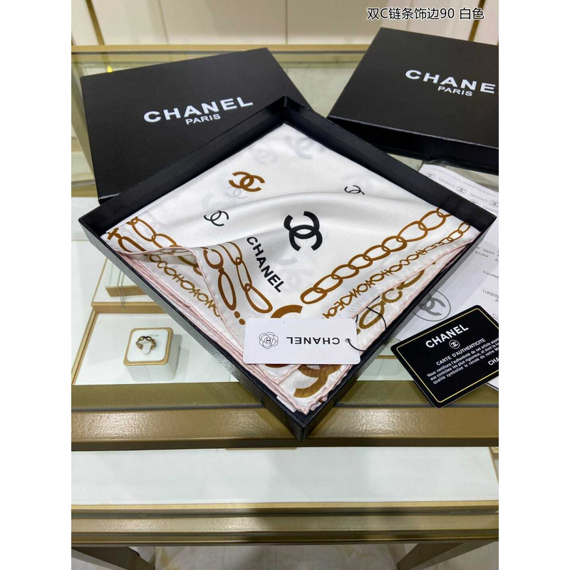 Ch*el square scarf in white