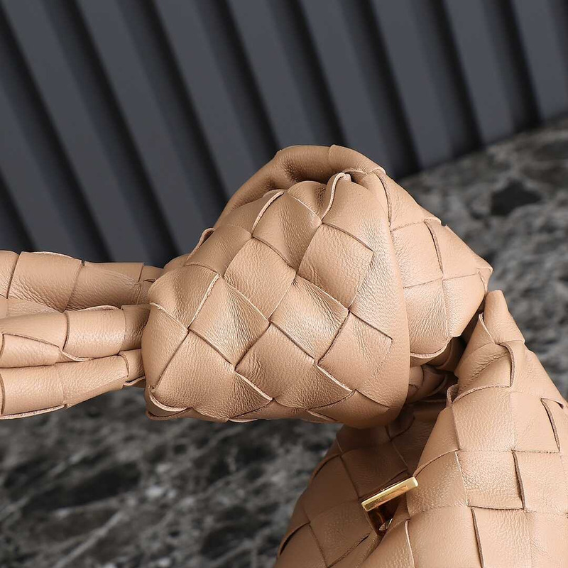 Bo*te*ga ve*ne*ta small jodie intrecciato leather shoulder bag almond