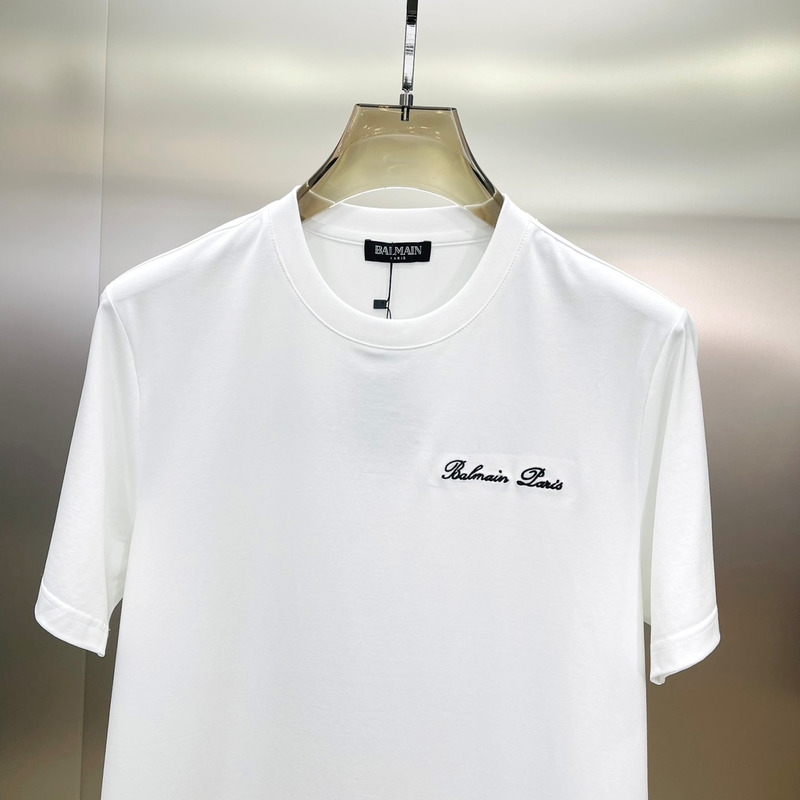 Balmain logo-embroidered cotton T-shirt White