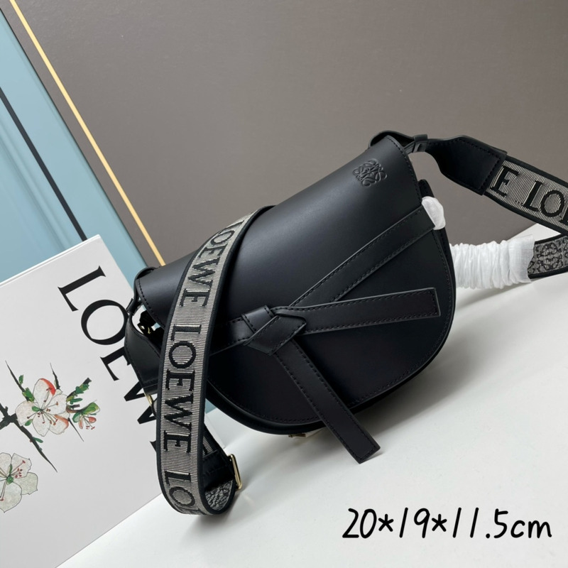 Loewe Mini Gate Dual Bag Calfskin And Jacquard Black