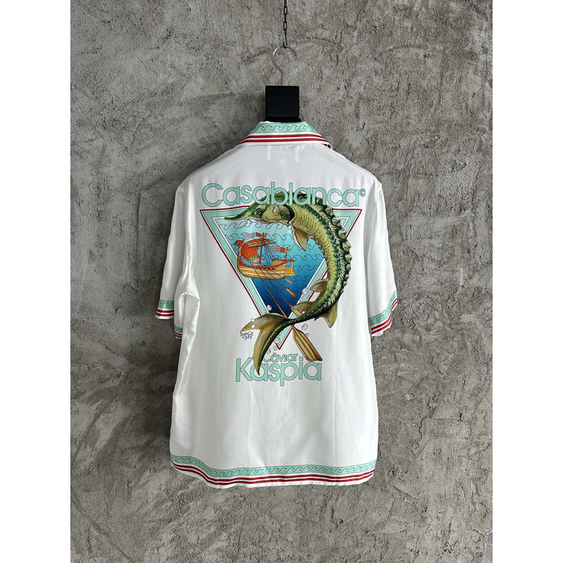 Casablanca Print Short-Sleeved Shirt White