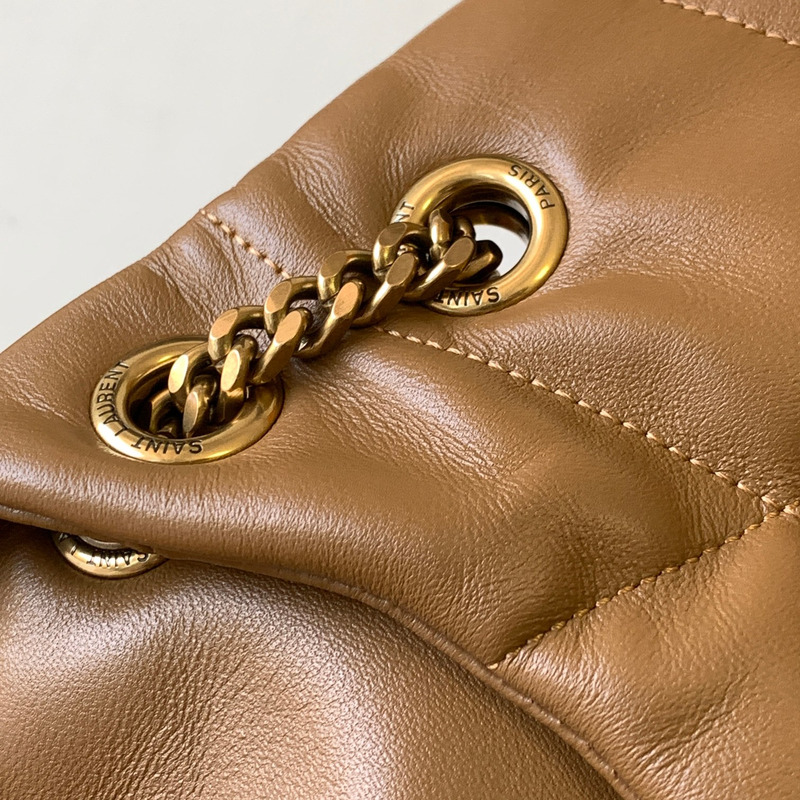Saint Laurent Loulou Puffer Quilted Shoulder Bag Brown