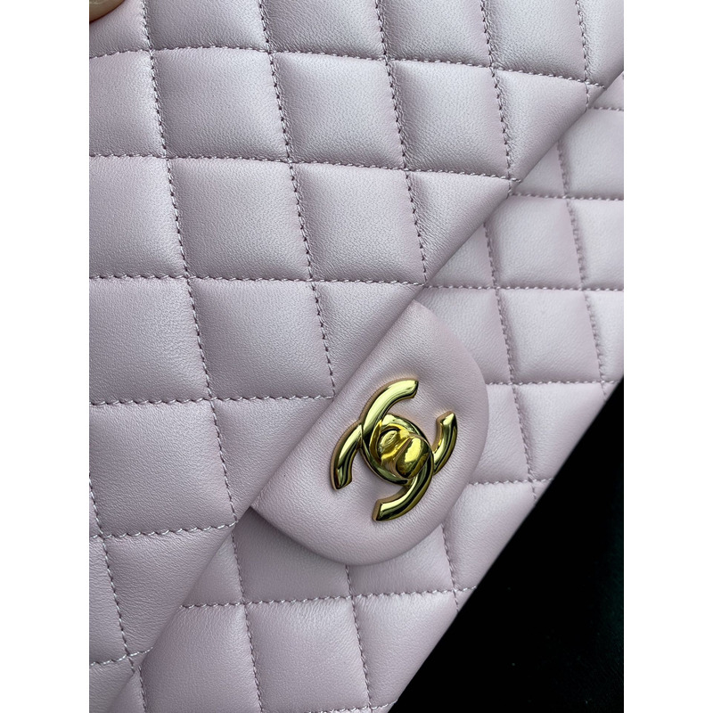 ch*el classic flap bag sheepskin Di*m*nd chain classic flap bag gold buckle cherry blossom pink