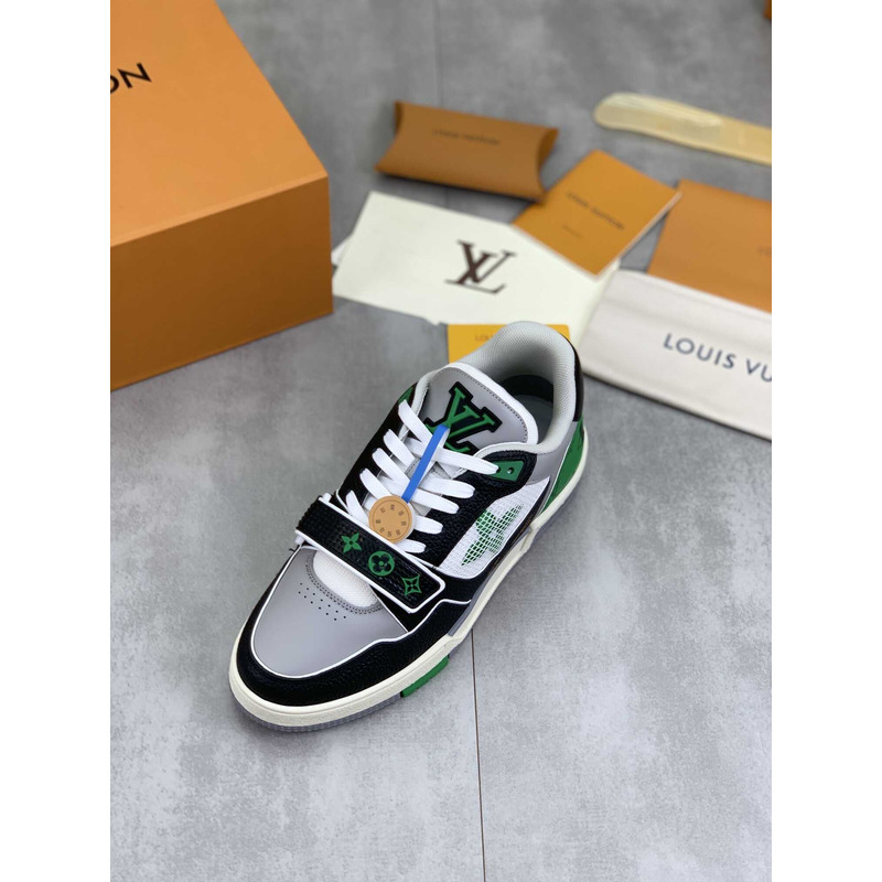 l**is V*t*n lv trainer monogram strap black white green