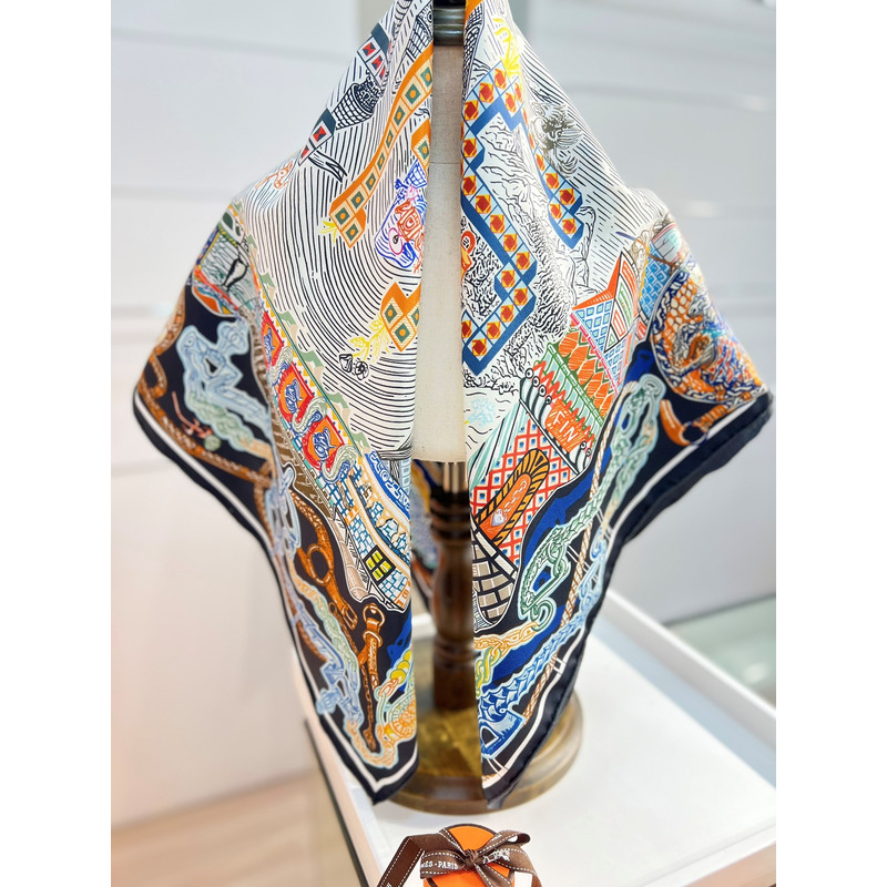 H**mes silk scarf multi color