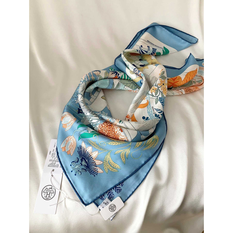 H**mes silk scarf blue
