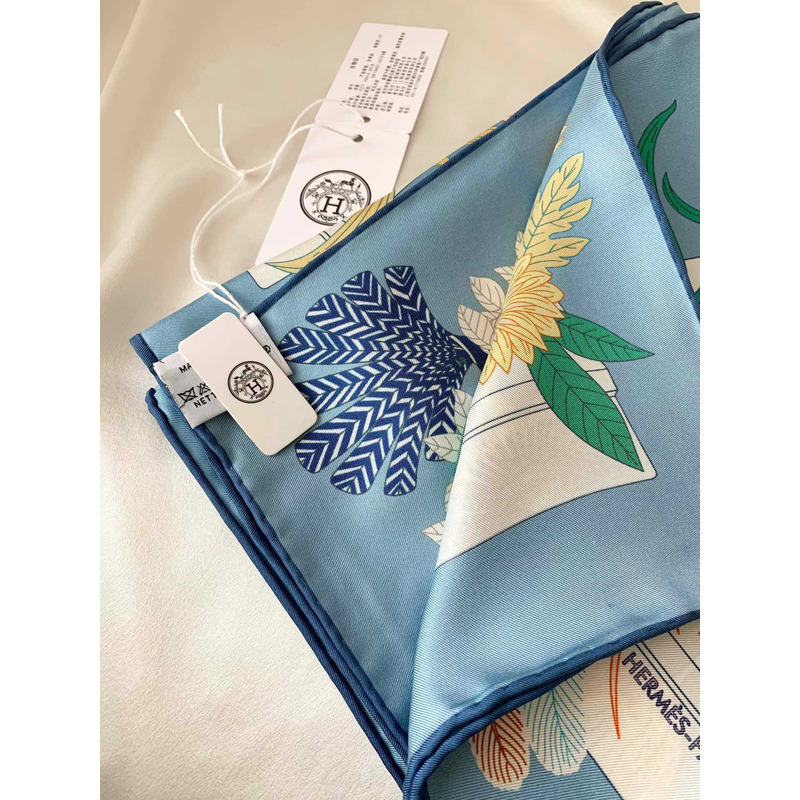 H**mes silk scarf blue