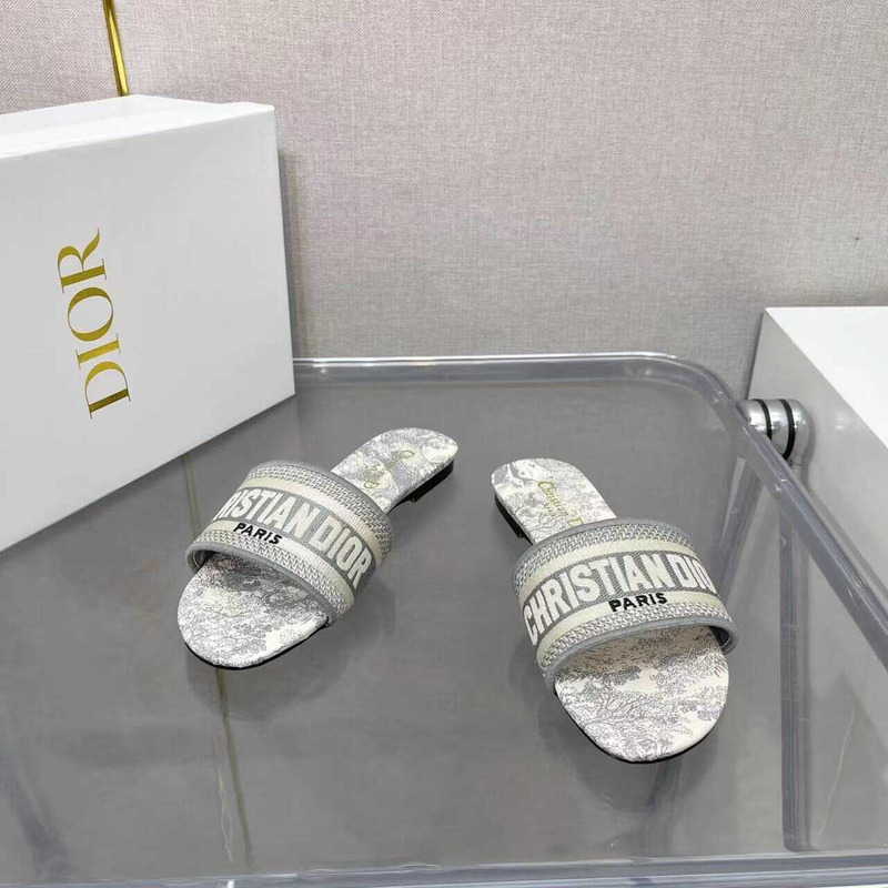 D*or dway embroidered cotton slides white grey