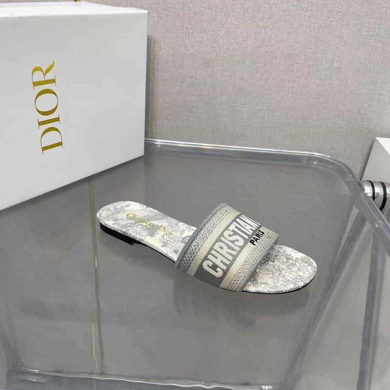 D*or dway embroidered cotton slides white grey