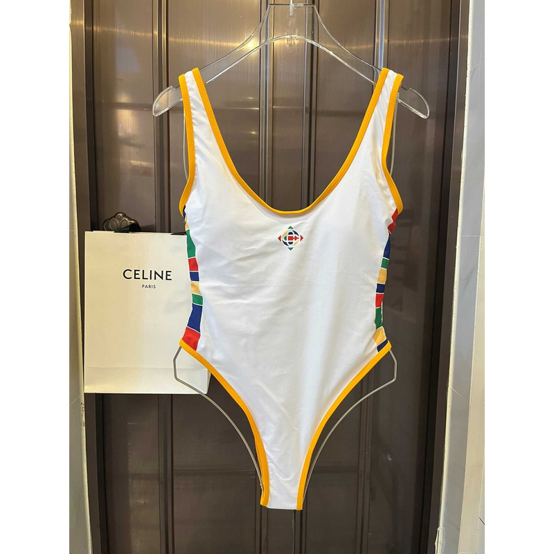 Casablanca Flag Logo One-Piece Swimsuit in White at Nordstrom
