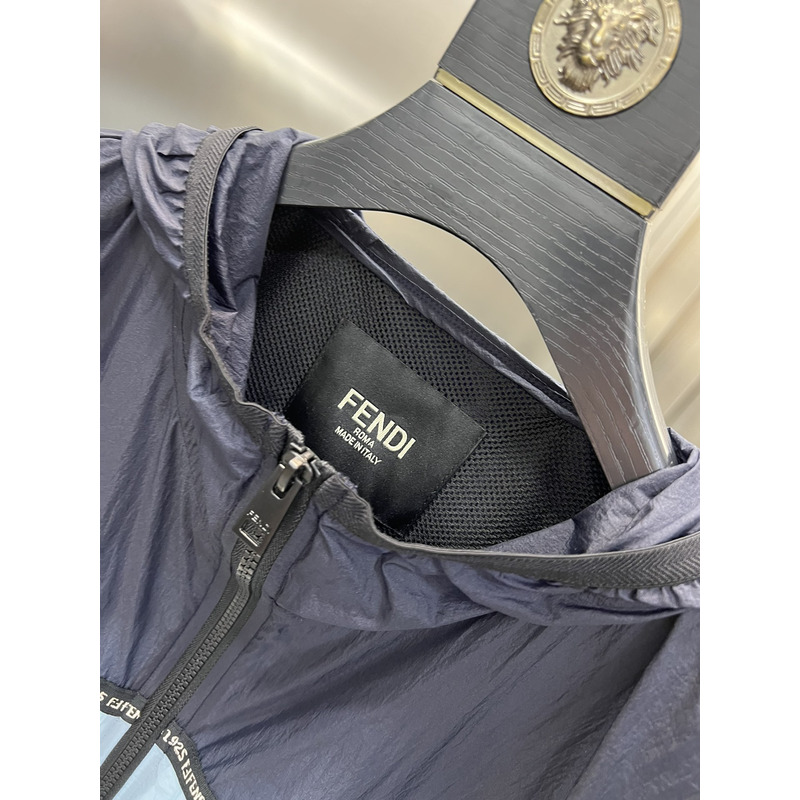 F**di windbreaker blue nylon jacket