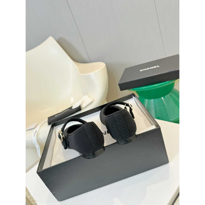 Ch*el mary janes cotton & silk black