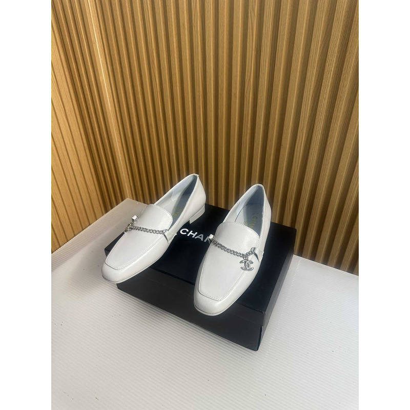 Ch*el moccasins calfskin & metal gray