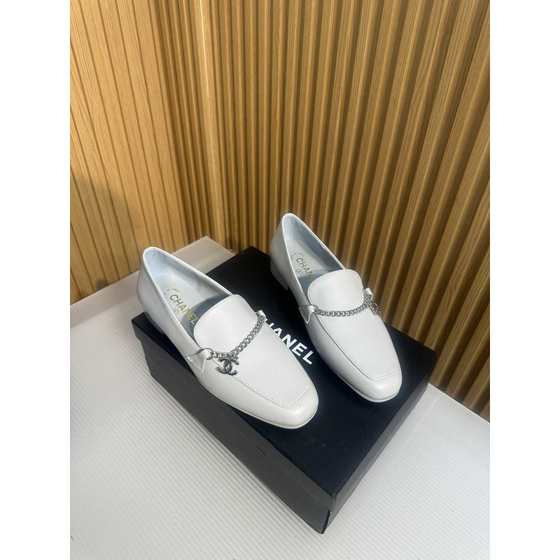 Ch*el moccasins calfskin & metal gray