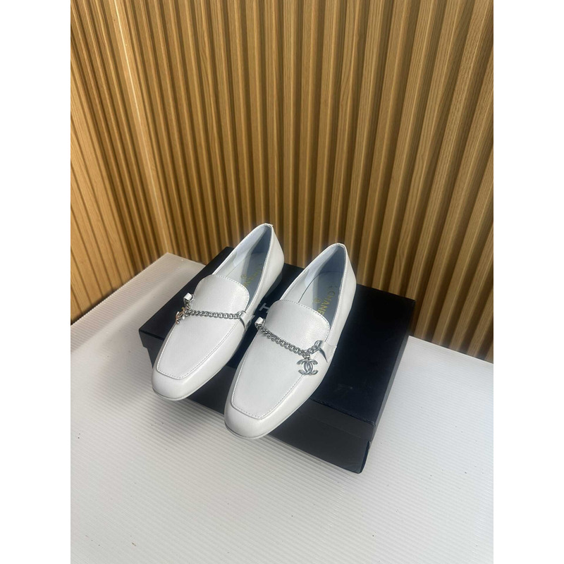 Ch*el moccasins calfskin & metal gray