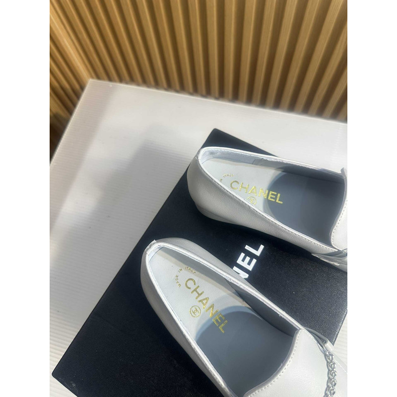 Ch*el moccasins calfskin & metal gray