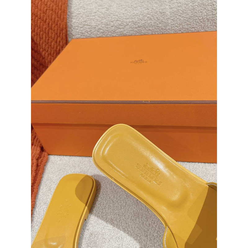 H**mes oran h sandals slippers classic yellow jaune citron