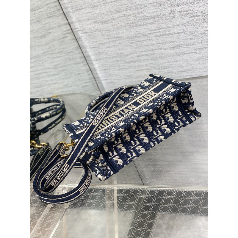 D*or mini book tote blue D*or oblique embroidery