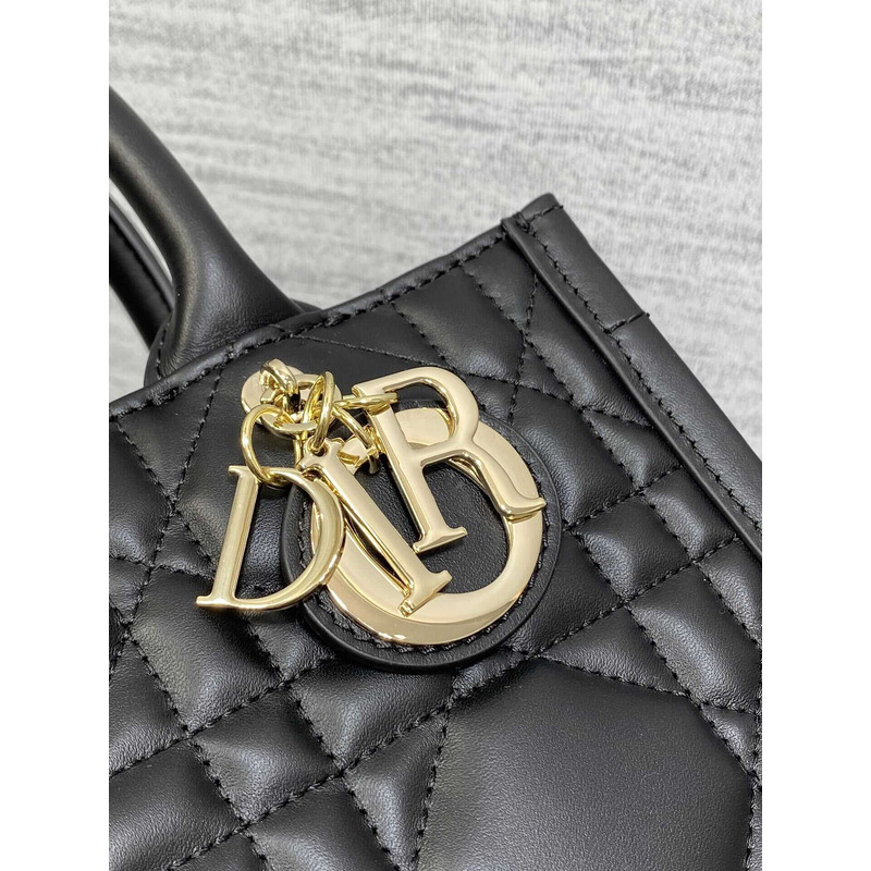 D*or small D*or book tote macrocannage calfskin black