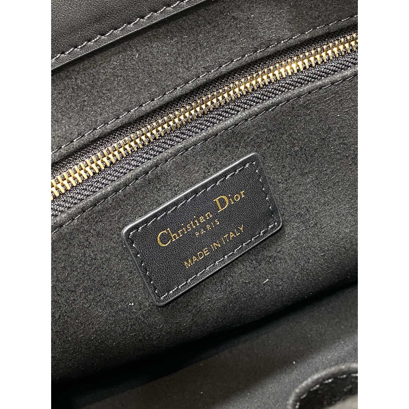 D*or small D*or book tote macrocannage calfskin black